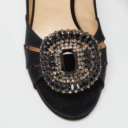 Pre Owned حذاء كعب عالى جيمى تشو بيازا زخرفة كريستال ساتان بنى داكن مقاس 39