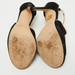 مملوكة مسبقًا Jimmy Choo Black Suede Fey Back Ankle Strap Sandals Size 39