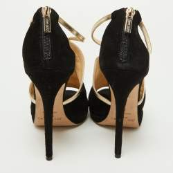 مملوكة مسبقًا Jimmy Choo Black Suede Fey Back Ankle Strap Sandals Size 39