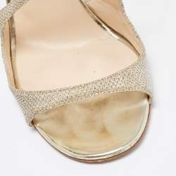 Pre Owned Jimmy Choo Gold Glitter Ivette Ankle Strap Sandals Size 38