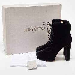 Pre Owned Jimmy Choo Black Velvet Deon Ankle Boots Size 38