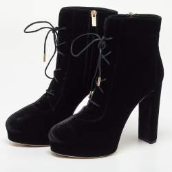 Pre Owned Jimmy Choo Black Velvet Deon Ankle Boots Size 38