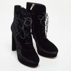 Pre Owned Jimmy Choo Black Velvet Deon Ankle Boots Size 38