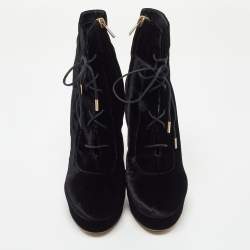 Pre Owned Jimmy Choo Black Velvet Deon Ankle Boots Size 38