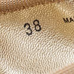 Pre Owned Jimmy Choo Beige Satin and Glitter Ballet Flats Size 38