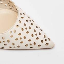 Pre Owned Jimmy Choo Cream Laser Cut Leather Romy Pumps Size 39.5