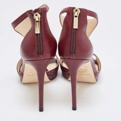 Jimmy Choo Burgundy Leather Lana Sandals Size 37.5