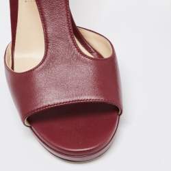 Jimmy Choo Burgundy Leather Lana Sandals Size 37.5