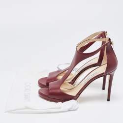 Jimmy Choo Burgundy Leather Lana Sandals Size 37.5