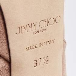 مملوكة مسبقًا Jimmy Choo Beige Suede April Platform Ankle Strap Sandals Size 37.5