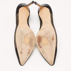 Pre Owned Jimmy Choo Black Mesh and Patent Romy Pumps Size 39