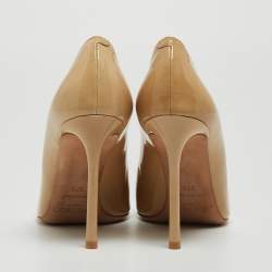 Pre Owned Jimmy Choo Beige Patent Romy Pumps Size 37.5