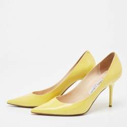 Pre Owned Jimmy Choo Yellow Patent Leather Love Pumps Size 37