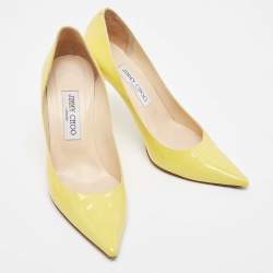 Pre Owned Jimmy Choo Yellow Patent Leather Love Pumps Size 37