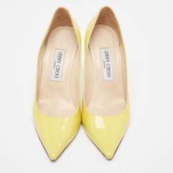 Pre Owned Jimmy Choo Yellow Patent Leather Love Pumps Size 37