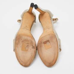 Pre Owned Jimmy Choo Gold Leather Misty Ankle Strap Sandals Size 37