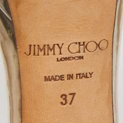 Pre Owned Jimmy Choo Gold Leather Misty Ankle Strap Sandals Size 37