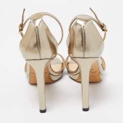 Pre Owned Jimmy Choo Gold Leather Misty Ankle Strap Sandals Size 37