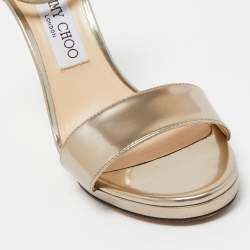 Pre Owned Jimmy Choo Gold Leather Misty Ankle Strap Sandals Size 37