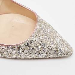 Jimmy Choo Ombre Silver/Pink Coarse Glitter Romy Pumps Size 37