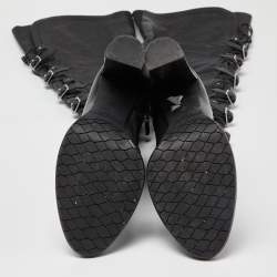 Pre Owned Jimmy Choo Black Leather Lace Up Maloy Boots Size 36