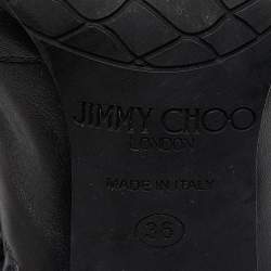 Pre Owned Jimmy Choo Black Leather Lace Up Maloy Boots Size 36