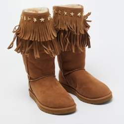 Pre Owned Jimmy Choo Brown Suede Midcalf Boots Size 40