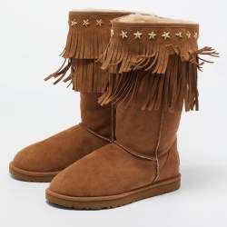 Pre Owned Jimmy Choo Brown Suede Midcalf Boots Size 40