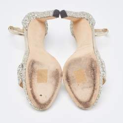 مملوكة مسبقًا Jimmy Choo Silver/Gold Glitter and Leather Misty Ankle Strap Sandals Size 37
