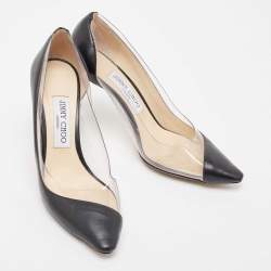 Jimmy Choo Black Leather and PVC Cass Pumps Size 37