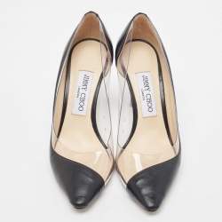 Jimmy Choo Black Leather and PVC Cass Pumps Size 37