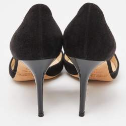 Pre Owned Jimmy Choo Black Suede D'orsay Pointed Pumps Size 37.5