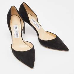Pre Owned Jimmy Choo Black Suede D'orsay Pointed Pumps Size 37.5