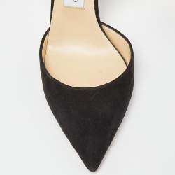 Pre Owned Jimmy Choo Black Suede D'orsay Pointed Pumps Size 37.5