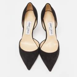 Pre Owned Jimmy Choo Black Suede D'orsay Pointed Pumps Size 37.5
