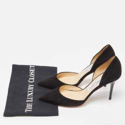 Pre Owned Jimmy Choo Black Suede D'orsay Pointed Pumps Size 37.5