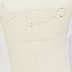 مملوكة مسبقًا Jimmy Choo White/Pink Leather and PVC D'orsay Pointed Toe Ankle Strap Pumps Size 37