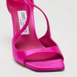 Pre Owned Jimmy Choo Pink Satin Azia 95 Ankle Strap Sandals Size 36.5