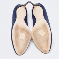 Pre Owned Jimmy Choo Navy Blue Suede Pointed Toe Pumps Size 39