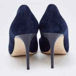Pre Owned Jimmy Choo Navy Blue Suede Pointed Toe Pumps Size 39