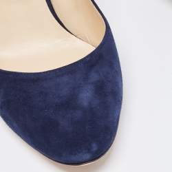 Pre Owned Jimmy Choo Navy Blue Suede Pointed Toe Pumps Size 39