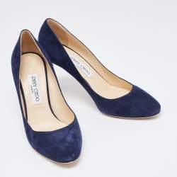 Pre Owned Jimmy Choo Navy Blue Suede Pointed Toe Pumps Size 39