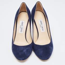 Pre Owned Jimmy Choo Navy Blue Suede Pointed Toe Pumps Size 39