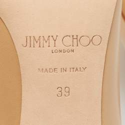Pre Owned Jimmy Choo Beige Leather Round Toe Pumps Size 39