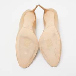 Pre Owned Jimmy Choo Beige Leather Round Toe Pumps Size 39