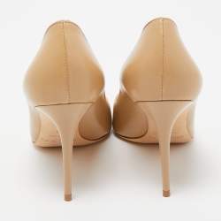 Pre Owned Jimmy Choo Beige Leather Round Toe Pumps Size 39