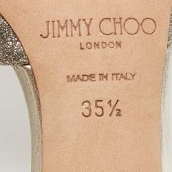 Pre Owned Jimmy Choo Gold Glitter Annie Ankle Strap Sandals Size 35.5