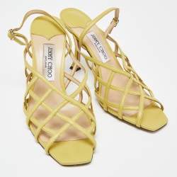 مملوكة مسبقًا Jimmy Choo Yellow Leather Saila Slingback Sandals Size 40