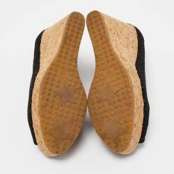 مملوكة مسبقًا Jimmy Choo Black Suede Cork Wedge Pumps Size 37