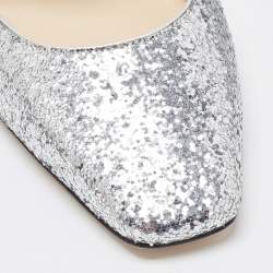 مملوكة مسبقًا Jimmy Choo Silver Glitter Slide Flats Size 38.5